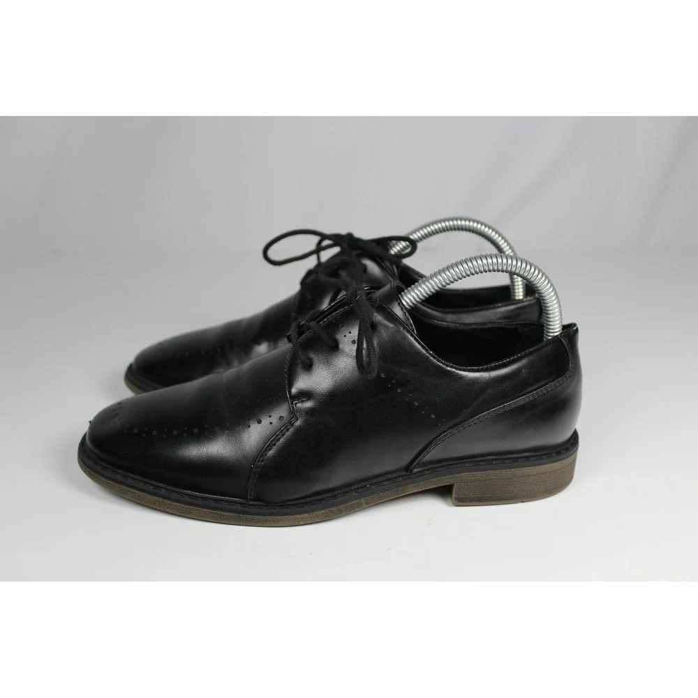 Borelli Kids Black Lace Up Dress Shoes Perforated Toe Oxford Derby Size 4